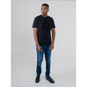 Ben Sheman Mens Target Towelling Applique Tee - Black