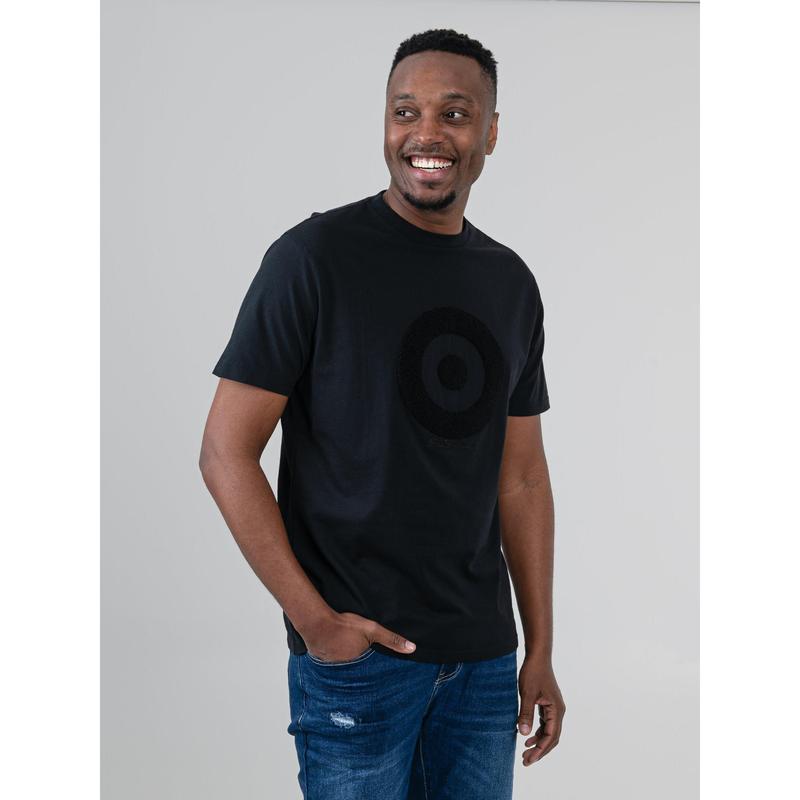 Ben Sheman Mens Target Towelling Applique Tee - Black