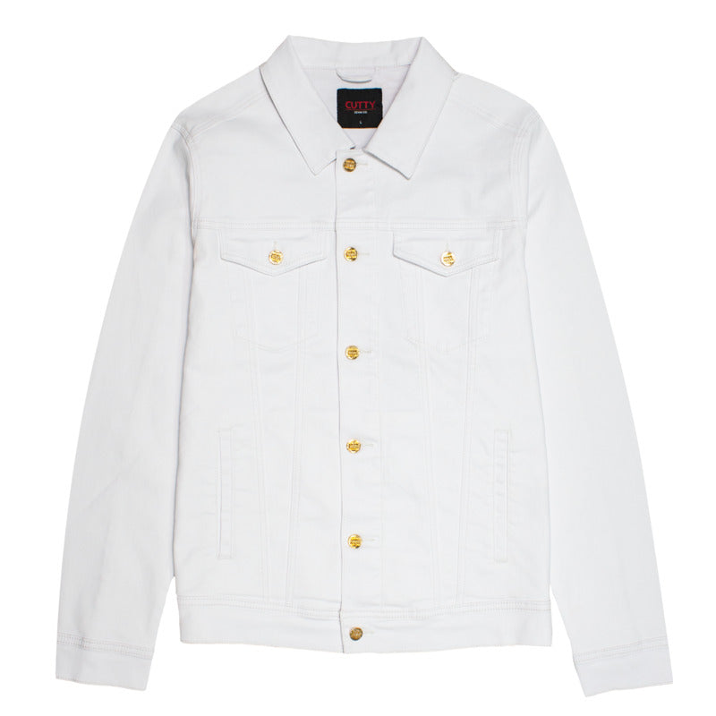 Cutty Men Brisk Coated Denim Jacket - White - 178632