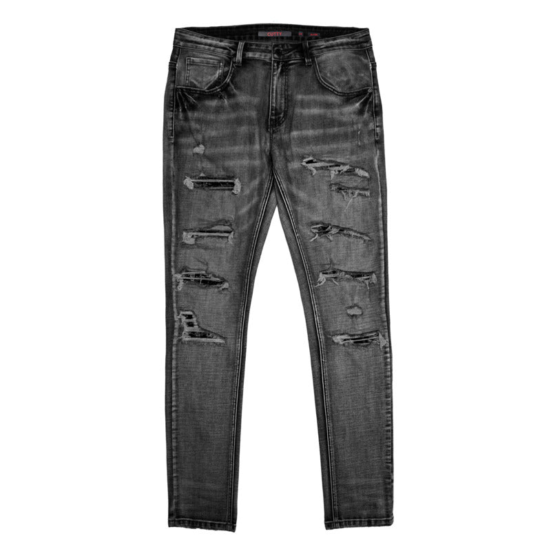Cutty Men Thorny Rip & Repair Denim - Black - 180007