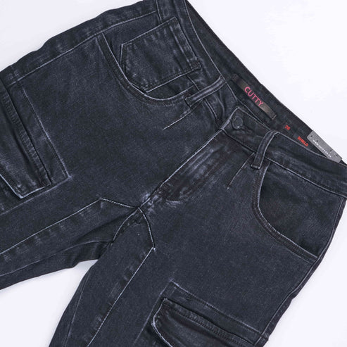 Cutty - Rain Cargo Denim Jean Black