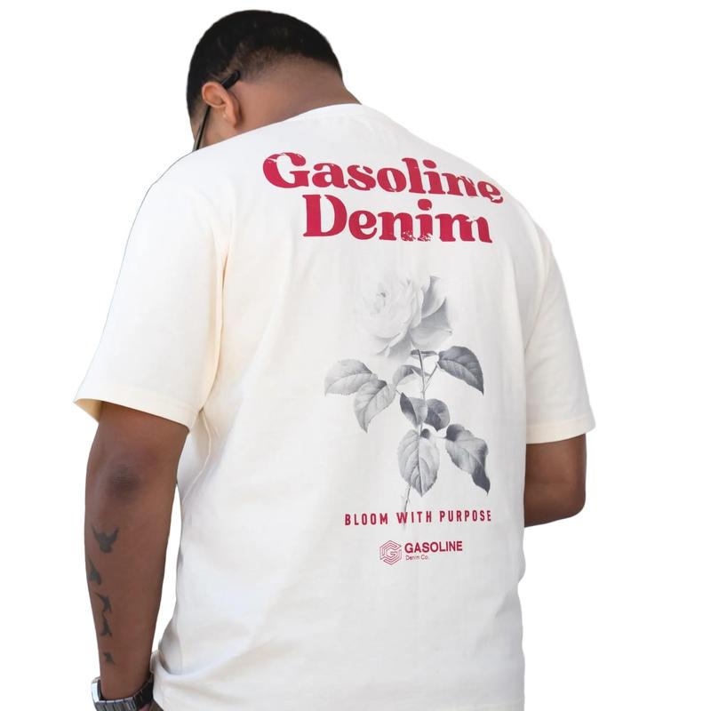 Gasoline 6005 Denim Rose Mens T-Shirt - Yellow