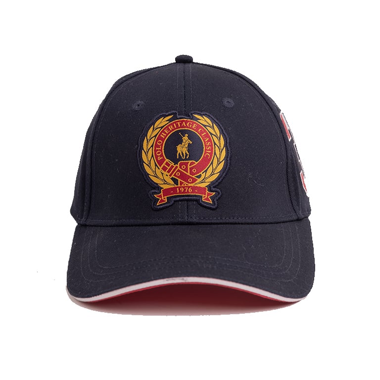 Polo 6 Panel Crest Equestrian Peak Cap - Navy