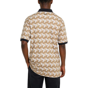 Polo Geo Print Short Sleeve Mercerised Golfer - Stone - View 5