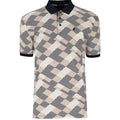 Polo Mens Abstract Print Double Mercerised Short Sleeve Golfer - Stone