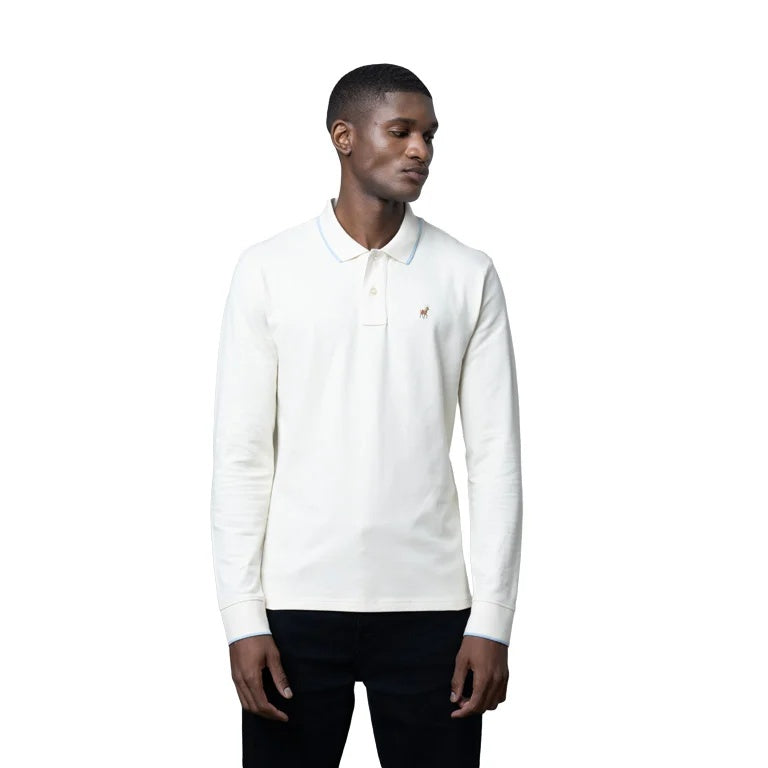 Polo Mens Essential Pique Long Sleeve Golfer - White