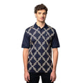 Polo Mens Geo Print Double Mercerised Short Sleeve Golfer - Navy