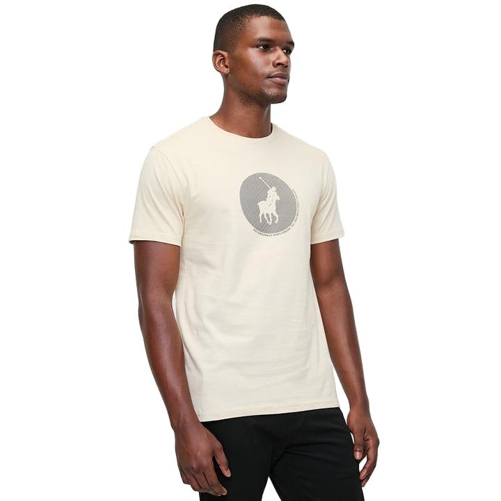 Polo Mens Pony Printed Crew Short Sleeve Tee - Stone