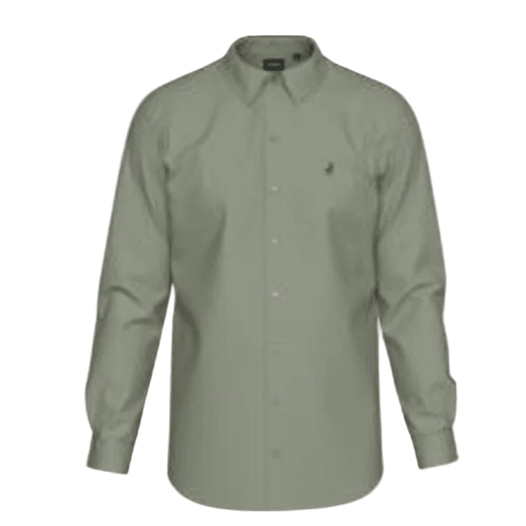 Polo Sateen Ls Shirt Greig - Sage