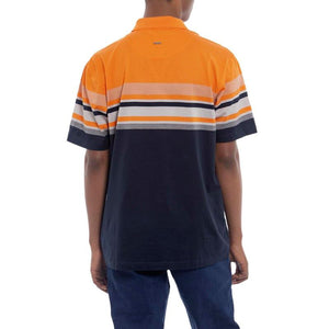 Polo Stripe Print Short Sleeve Mercerised Golfer - Navy - View 5