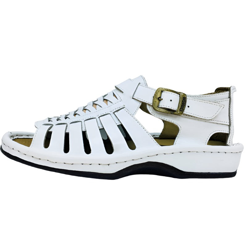 Omega Cut Out Design Strap Sandal-White