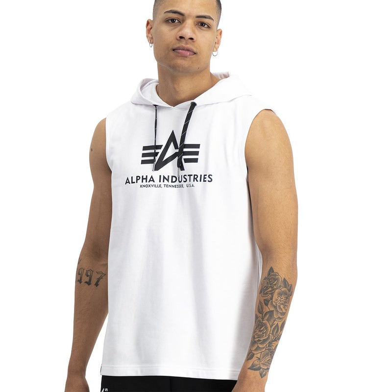 Alpha Industries Logo Hoodie Tank Top - White