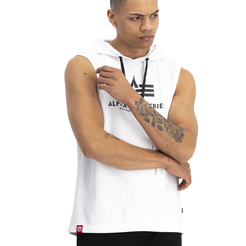 Alpha Industries Logo Hoodie Tank Top - White