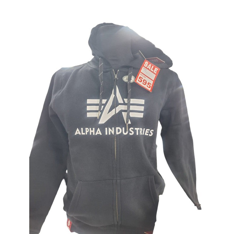 Alpha Logo Zip Hoodie Black