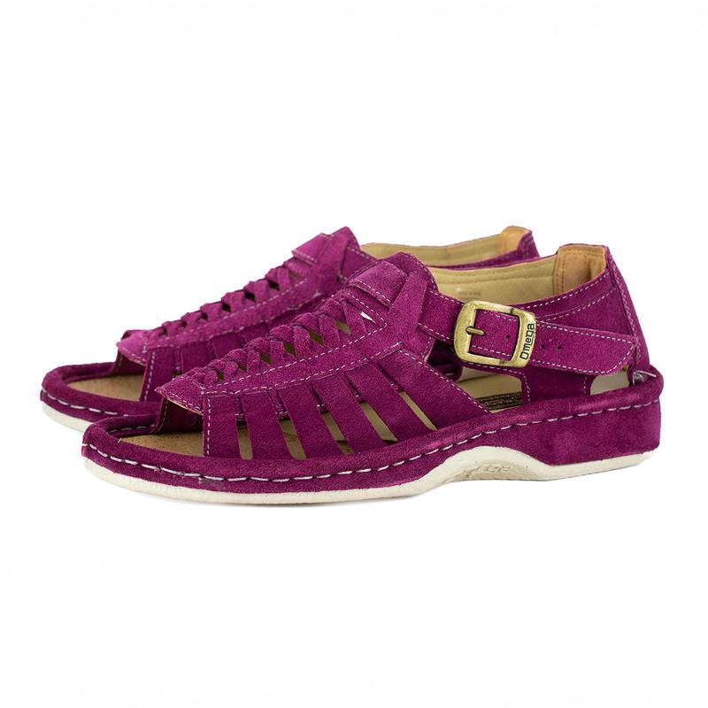 Omega Kgosi Leather Cerise Purple Suede Sandal