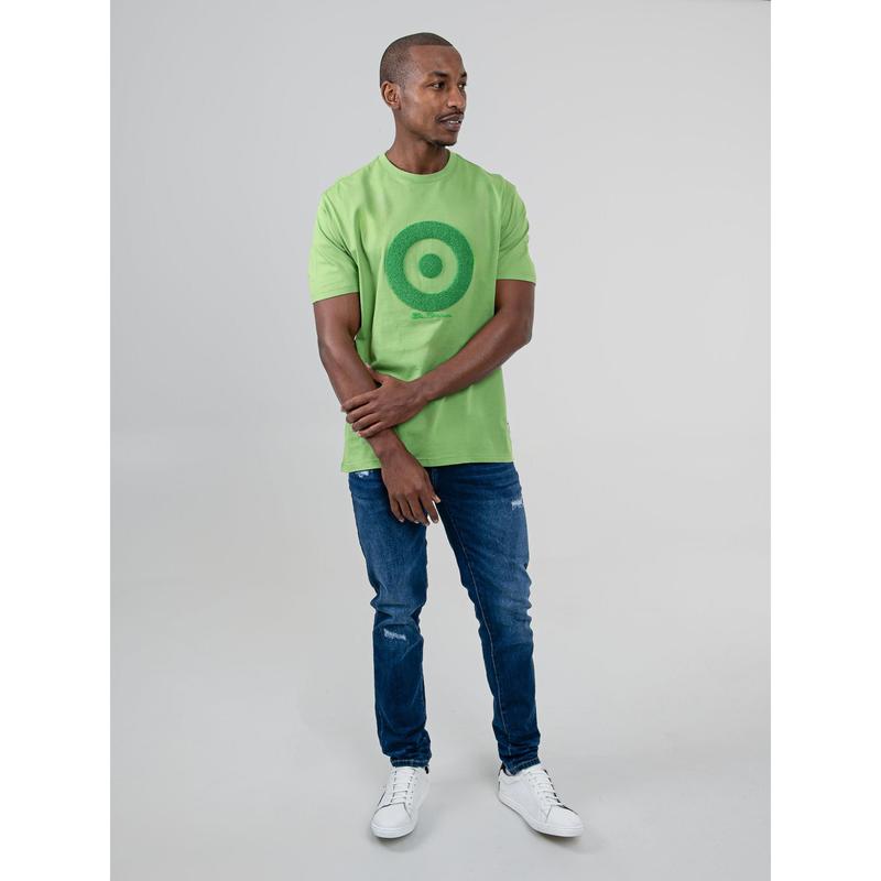 Ben Sheman Mens Target Towelling Applique Tee - Piquant Green
