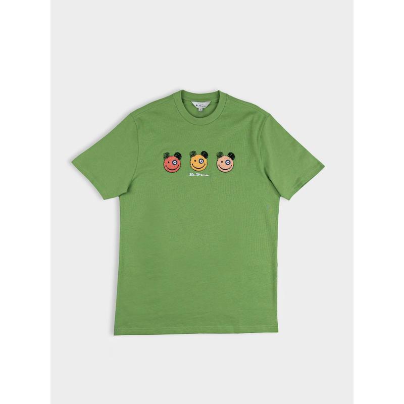 Ben Sherman Mens Happy Bears Tee Shirt - Piquant Green
