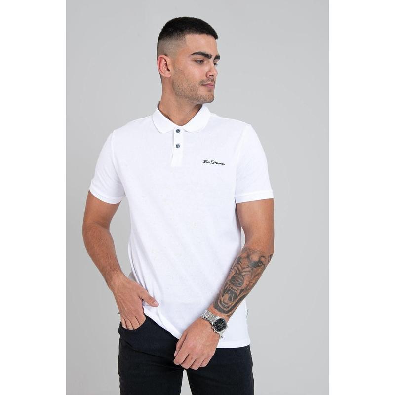 Ben Sherman Mens Polo Golfer - White