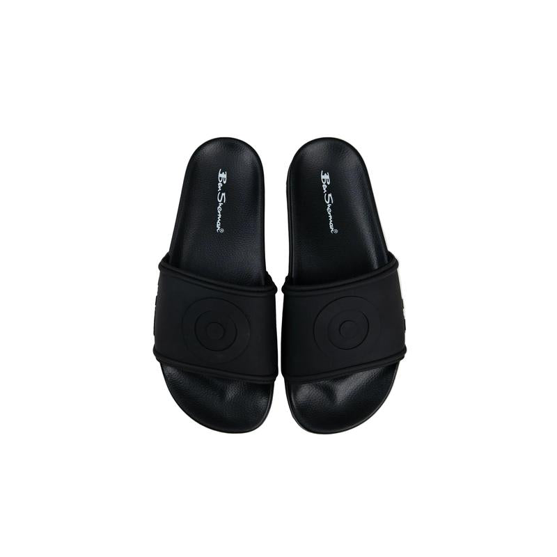 Ben Sherman Mens Shoes Target Embossed Slides - Black