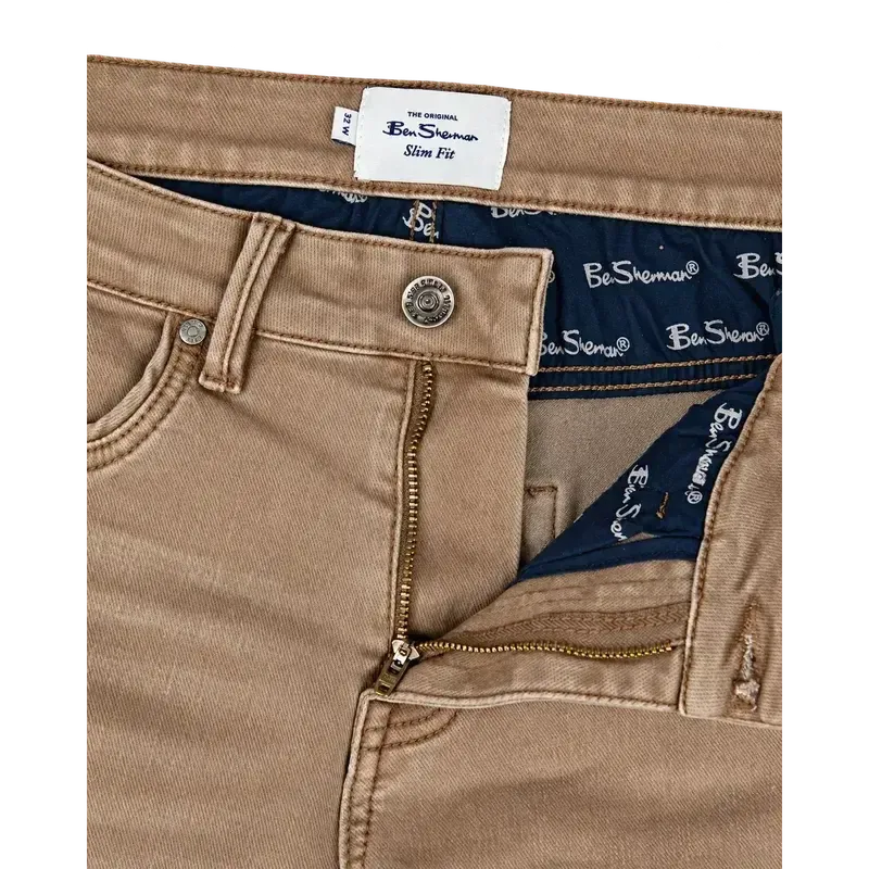 Ben Sherman Garment Dye Denim Slim Fit - Desert