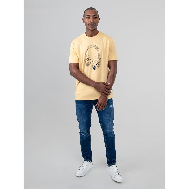 Ben Sherman Typography Headphones Tee - New Wheat