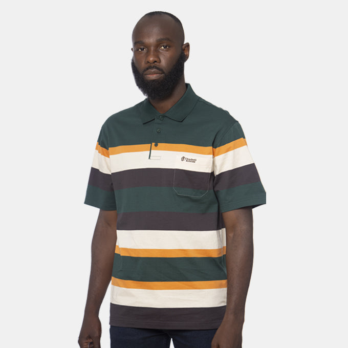 Crockett & Jones Mens Clothing Cody Short Sleeve Golfer - Green/Orange