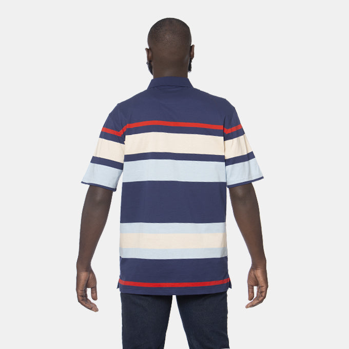 Crockett & Jones Mens Clothing Cody Short Sleeve Golfer - Navy Blue