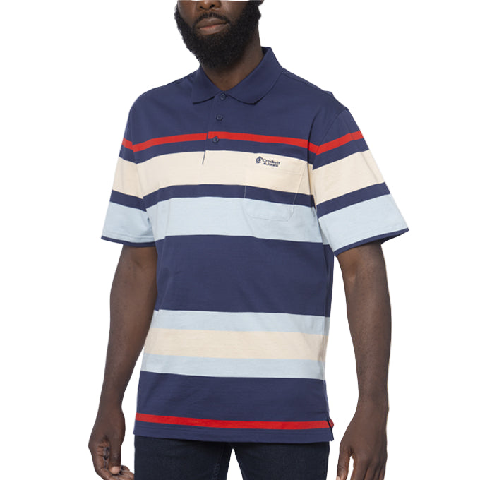Crockett & Jones Mens Clothing Cody Short Sleeve Golfer - Navy Blue