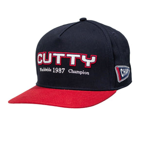 Cutty 5 Panel Peak Cap - Navy/Red