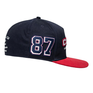 Cutty 5 Panel Peak Cap - Navy/Red - View 4