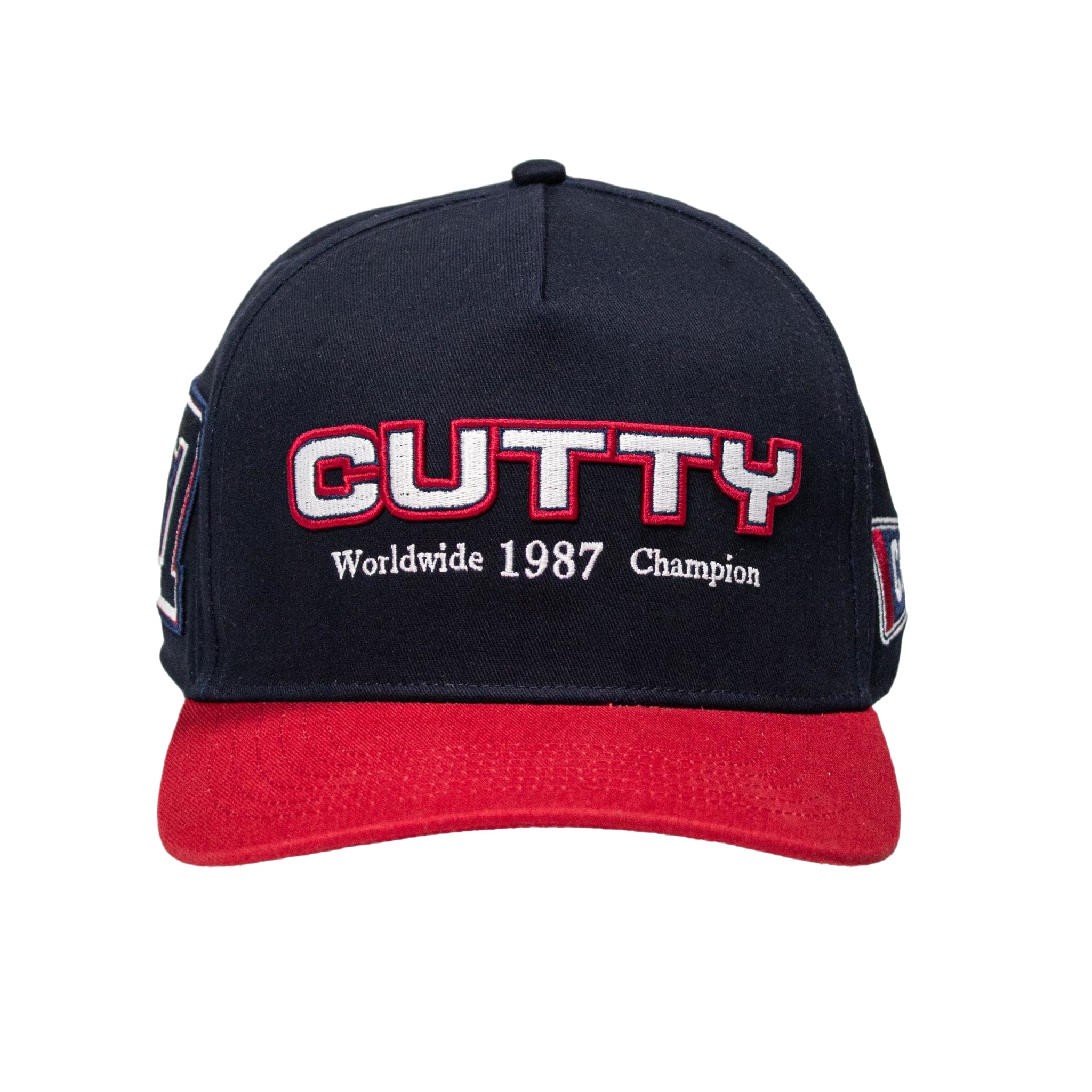 Cutty 5 Panel Peak Cap - Navy/Red - View 5