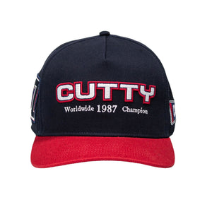 Cutty 5 Panel Peak Cap - Navy/Red - View 5