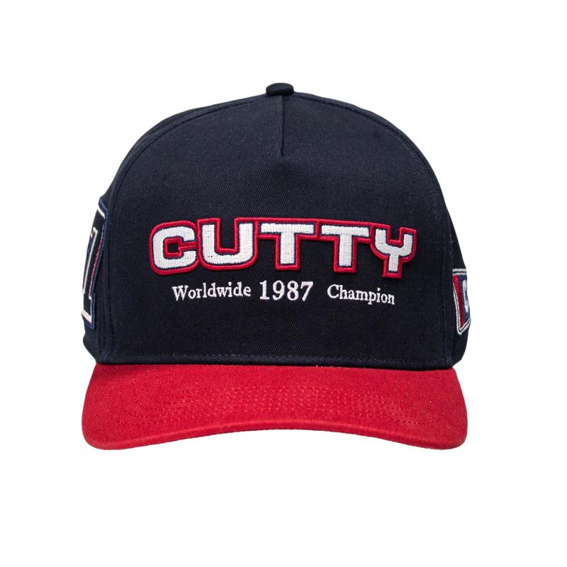 Cutty 5 Panel Peak Cap - Navy/Red - View 5