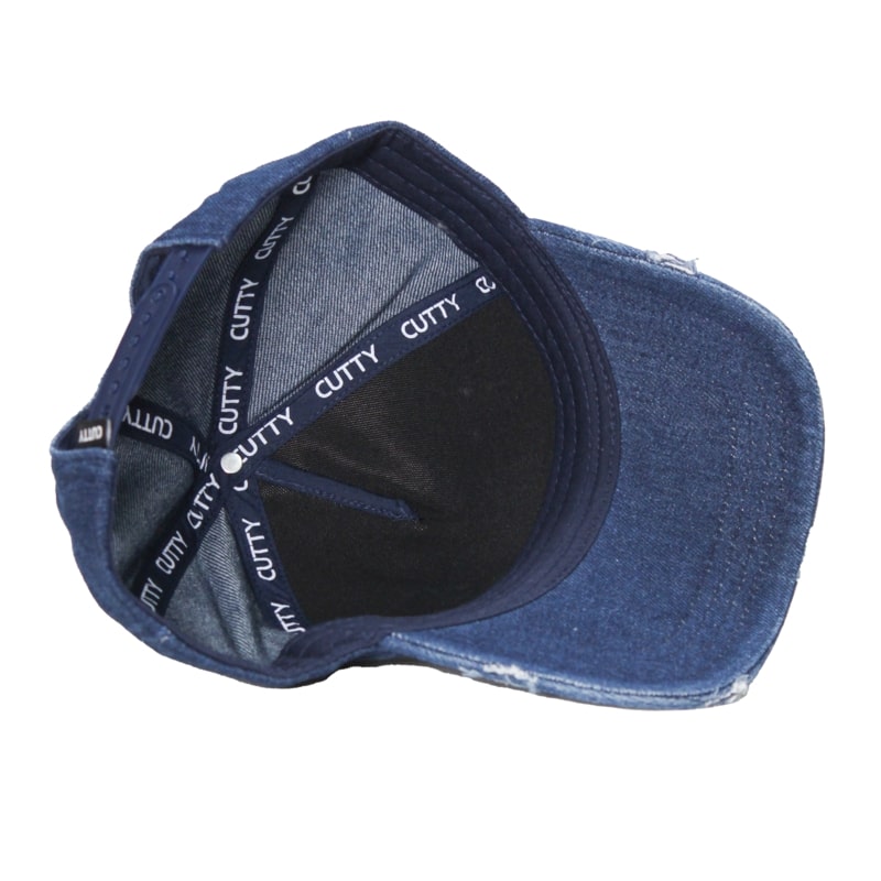 Cutty Men Lamar Rip & Repair Denim Peak Cap - Navy - 178831