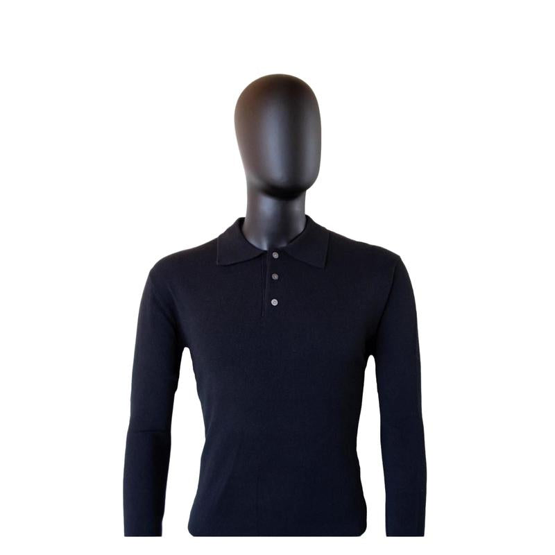 New Gents 2-145 MK75 3 Button Men's Golfer Jersey - Black