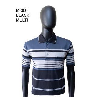New Gents M306 Men's Short Sleeve Golfer - Black/Multi