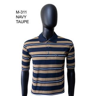 New Gents M311 Men's Short Sleeve Golfer - Navy/Taupe