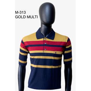 New Gents M313 Men's Short Sleeve Golfer - Gold/Multi