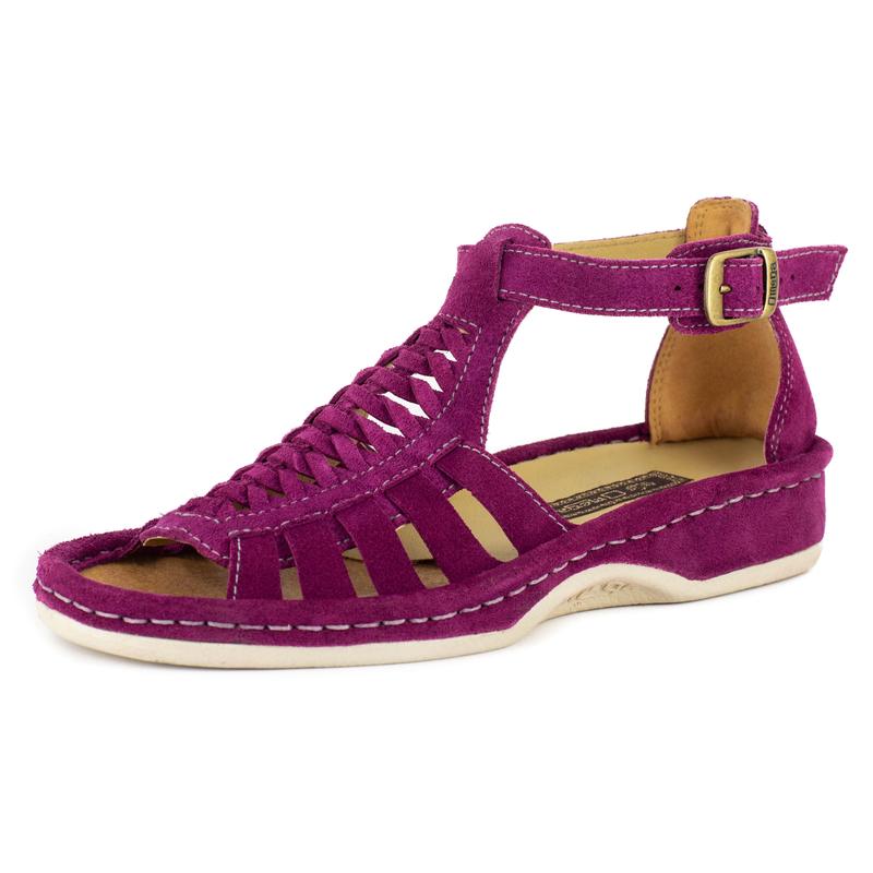 Omega Kgosi Leather Cerise Purple Suede Sandal