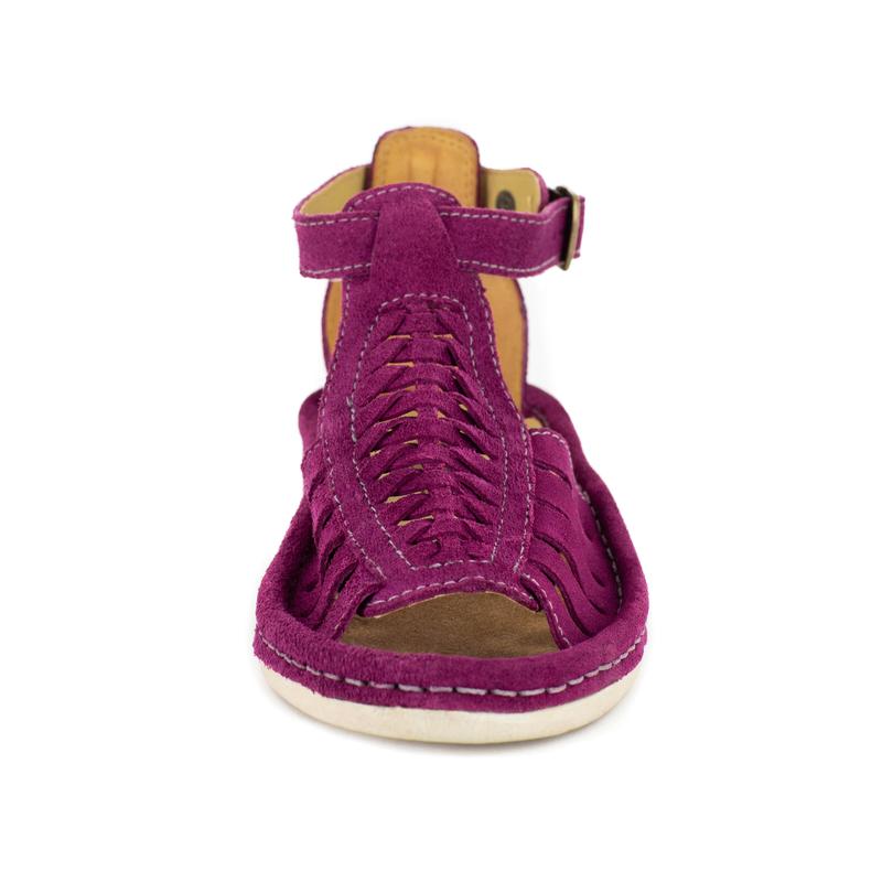 Omega Kgosi Leather Cerise Purple Suede Sandal