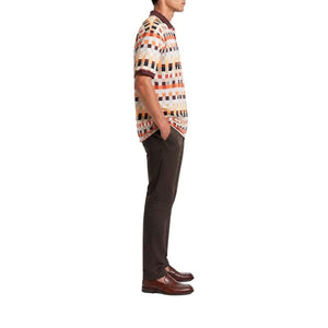 Polo Block Print Short Sleeve Mercerised Golfer - Orange - View 4