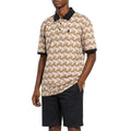 Polo Geo Print Short Sleeve Mercerised Golfer - Stone
