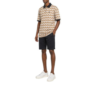 Polo Geo Print Short Sleeve Mercerised Golfer - Stone - View 3