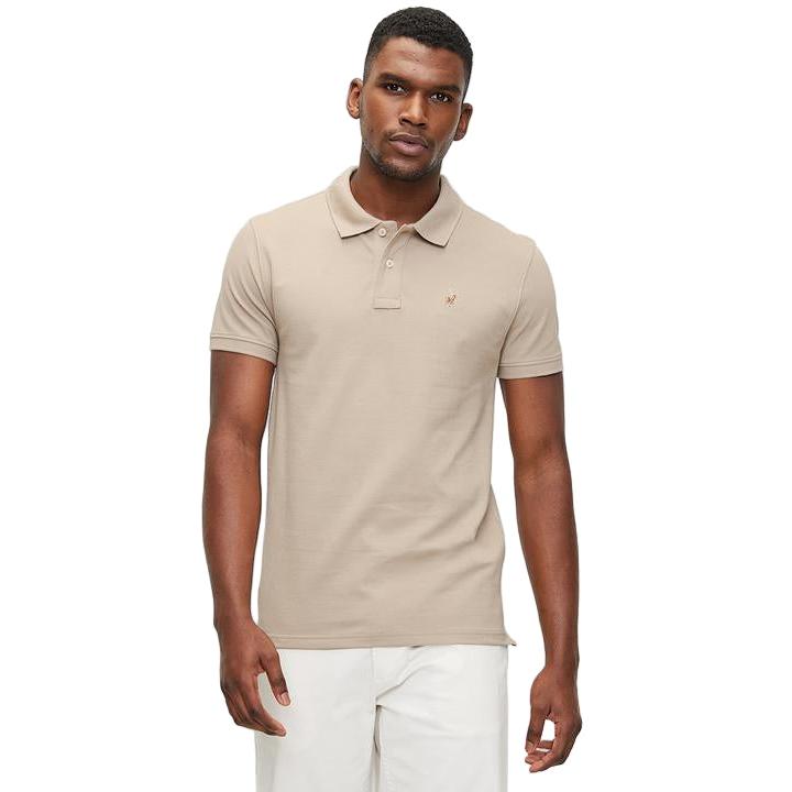 Polo Mens Essential Carter Pique Short Sleeve Golfer - Taupe