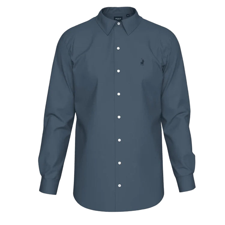 Polo Mens Essential Sateen Long Sleeve Shirt - Blue
