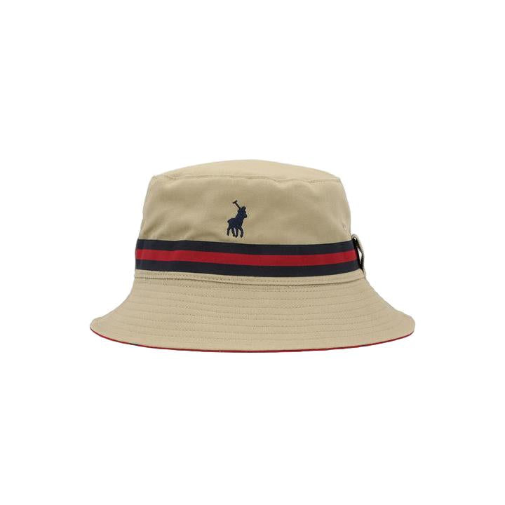 Polo Monogram Reversible Bucket Hat - Stone / Burgundy