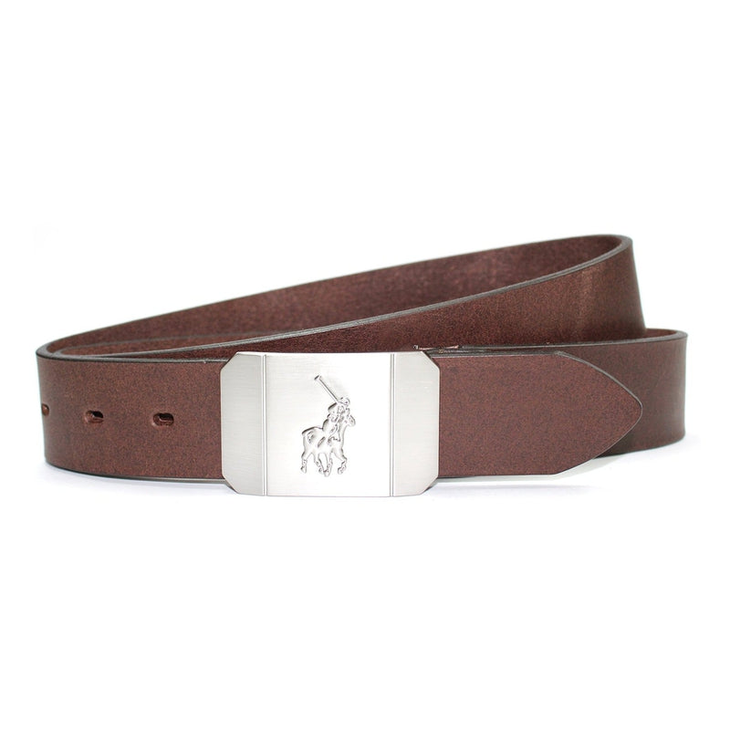 Polo top leather belt