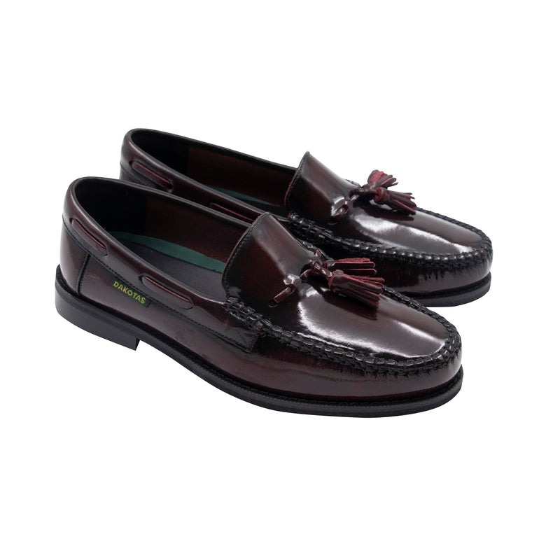 Dakota  Hi-Shine Moc with a tassel-Burgandy