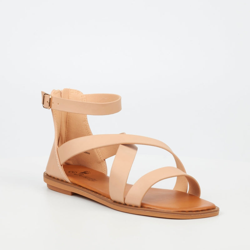 Butterfly Flat sole sandal -Beige – Orkini Clothing