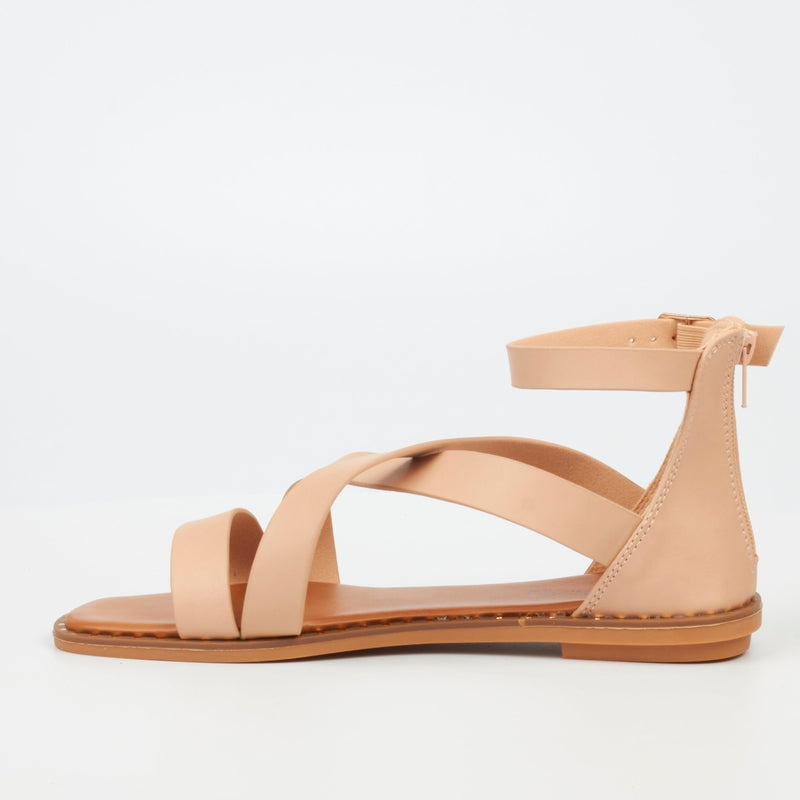 Butterfly Flat sole sandal -Beige